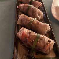 rice rolls with chopped veggies. It is fine if you look for raw food; otherwise I’d suggest getting the pumpkin/onion-filled one.  at Cafe 1991 in Tashkent