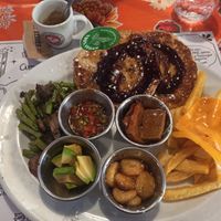 very hard rubbery tofu in the middle at La Desayunería  in Malaga