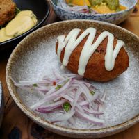 Giant croquette style starter at Asianica Street Food - temporarily closed in Lima