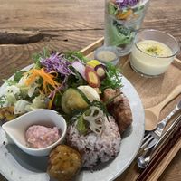 Buddha plate with corn soup   at Cotonoha  in Kamakura