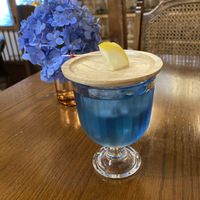 Butterfly pea flower tea  at Cotonoha  in Kamakura
