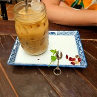 Coconut milk latte at The Fringe in Battambang