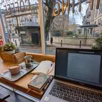 My work station at Heal - Coffee, Lifestyle & Gifting in Harrogate