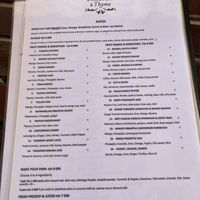 Menu  at Passion & Thyme in Zanzibar