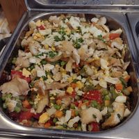 Fish dish (part of €11.45 buffet, which includes drink and coffee) at Cinco Cozinha Portuguesa e Vegetariana in Lisbon