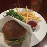 teriyaki burger set at Matsuontoko Cafe in Kyoto