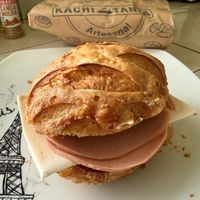 Artisanal rolls from Kachi Tanya (filled with vegan ham, vegan butter & vegan cheese from supermarket up the road called Foods & Healthy Market.  at Kachi Tanta - Galápagos in Puerto Baquerizo Moreno