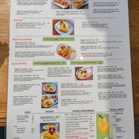 Vegan menu at Pure Thai Cafe in Vancouver