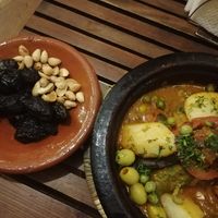 Vegetable Tajine + Almonds & Prunes at Cafe Babouche in Marrakech