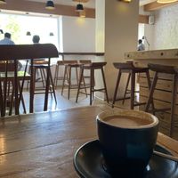Flat white with soy milk  at Perch Wine & Coffee Bar in New Delhi