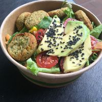 Salad with falafel, avocado and walnuts at Sunny Market Cafe in Funchal