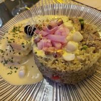 Main / Arroz con pollo a la huancaína at Los Andenes Vegan - Puerta de Toledo in Madrid