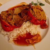 Mit Couscous gefüllte Paprika und Tomatensauce at Hotel Gasthof Goldener Adler in Schwaebisch Hall