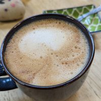 Oat milk latte at Kitchen at the Wharf in Langport