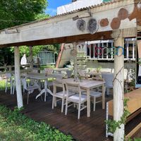 Outdoor seating area.  at Earth Embassy - Solar Cafe and Farm in Yamanashi