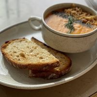 Vegan corn soup  at Atelier Creme Sofi in Antalya