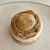 Banana dessert (ate coconuts on top before taking picture) at Atelier Creme Sofi in Antalya