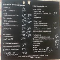 Coffee menu  at Bertani Café in Malaga