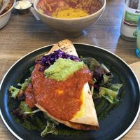 Quesadilla with vegan cheese  at Tilstede mat og mer in Kristiansand