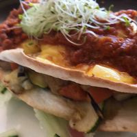 Vegan quesadilla with chipotle saus and cashew cream ? Absolutly beautiful! at Tilstede mat og mer in Kristiansand