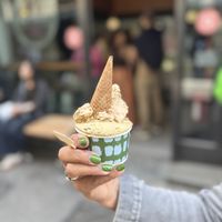 Pistachio and Hazelnut flavour gelato - both vegan   at Artico in Milan