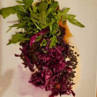 Ofensüßkartoffel (winzige Portion Preis siehe Karte), mehr Rucola als Süßkartoffel at Velo Heilbronn in Heilbronn