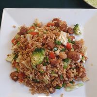 arroz chaufa with vegan meat (menu del día) at Sazon Del Muya in Trujillo