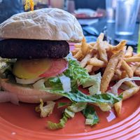 Homemade vegan patty burger at Havana Cabana in Kanab
