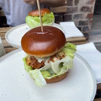 Happy morning breakfast burger with poached egg and pulled jackfruit at Pure Food in Nuremberg