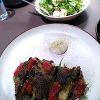 Blue mushroom sourdough bread and feta salad at Beyla in Copenhagen