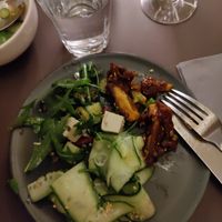 Chili coated mushrooms, with silky cheese at Beyla in Copenhagen