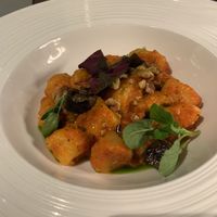 Gnocchi with eggplant, walnuts and Romesco sauce   at Beyla in Copenhagen