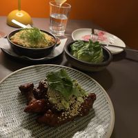 BFM. ‘Beyla Fried Mushrooms’. Gochujang Sauce. Toasted Sesame Seeds

Cucumbers. Coriander. Lime

White Bean. Cassoulet. Tomato. Whipped Feta  at Beyla in Copenhagen