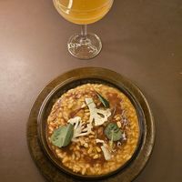 Truffle risotto with cauliflower and roasted pine nuts at Beyla in Copenhagen