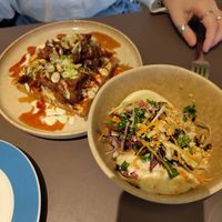 Shrooms and waffle and bao bun at Beyla in Copenhagen