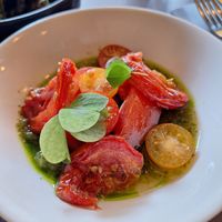 Dänische Tomaten, Salsa Verde, Korianderöl, Senfkresse at Beyla in Copenhagen