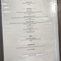 Vegan menu  at Taylor's Bar and Kitchen in Scarborough