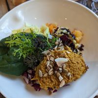 Carrot pate with sunflower seeds and autumn vegetables at Le Sain Bol in Montreal