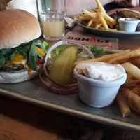 Vegan burger with vegan cheese and vegan mayo at Domali Cafe in South East London