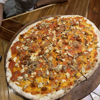 Vegan mozz, caramelised onions, fresh mushrooms and sun-dried tomatoes   at Gorgonzola Pizza & Pasta - El Nido in El Nido