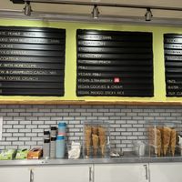 Menu board with vegan selection clearly marked    at Milk Jawn in Philadelphia