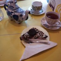 Vegan oreo rocky road and earl grey tea at I Love Cafe in Carlisle