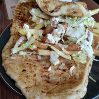 Vegan kebab strips in a naan at Mr Singh's in Birmingham