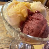 Ice cream: melon with pepper, strawberries, lime   at Bistrot Diciotto 10 Pizzeria in Costa Volpino