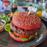 Vegan burger at Kaliva On The Beach in Ayia Napa