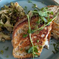 Toastie with broccoli salad at Culture - Cafe & Deli in Inverness