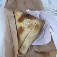 Vegan red empanada - very big!  at Emporio Andino in San Pedro De Atacama