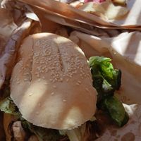 Sandwich with mushrooms, lettuce and vegan cheese at Emporio Andino in San Pedro De Atacama