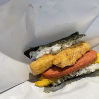 Sushi sandwich with fish fillet and ham  at Ice Gyaru - 霜淇淋專門店 in Taipei