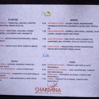 Vegan menu 21/10/22 at Shardana in Guildford